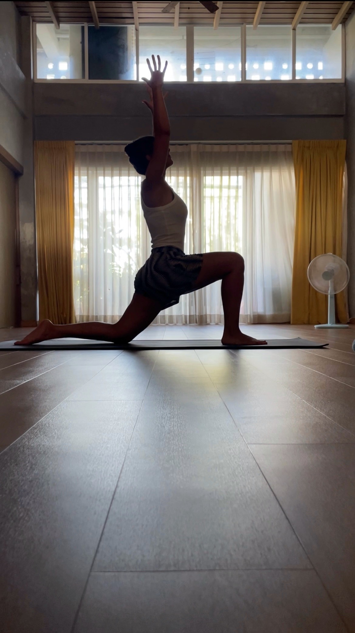 Lisa in warrior pose